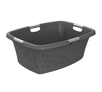 Rotho Flowers Cestino per il bucato 50l, Plastica (PP) senza BPA, antracite, 50l (65.1 x 48.6 x 26.2 cm)