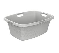Rotho Flowers Vasca per Lavanderia con 4 Maniglie, Plastica (PP) senza BPA, Grigio/Verde, 50 L, 65.1 x 48.6 x 26.2 cm