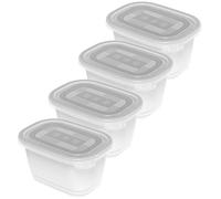 Rotho Freeze Set di 4 Vasetti Freezer con Coperchio, Plastica (PP) senza BPA, Trasparente, 4 x 0.75 L, 15.5 x 11.0 x 13.4 cm