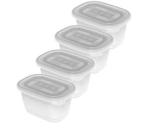 Rotho Freeze Set di 4 Vasetti Freezer con Coperchio, Plastica (PP) senza BPA, Trasparente, 4 x 0.75 L, 15.5 x 11.0 x 13.4 cm