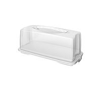 Rotho Fresh Contenitore per Torte con Cappuccio e Maniglia per il Trasporto, Plastica (PP) senza BPA, Bianco, 36.0 x 16.5 x 16.5 cm