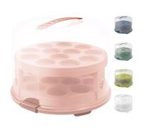 Rotho Fresh Scatola con Coperchio Porta Torta per 24 Muffin e Cupcake Rosa | Contenitore con coperchio, 2 inserti per muffin, campana alta per torte, lavabile in lavastoviglie, PP per alimenti