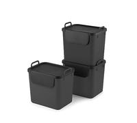 Rotho Jive - Sistema di smaltimento dei rifiuti di colore antracite, 3 l, 30 l, per cucina, plastica (PP riciclato), grigio scuro, 3 x 30 l (39,8 x 29,8 x 50,1 cm)