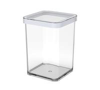 Rotho Loft Scatola Quadrata con Coperchio e Guarnizione, Plastica (SAN) senza BPA, Trasparente/Bianco, 1 L, 10.0 x 10.0 x 14.2 cm