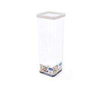 Rotho Loft Scatola Quadrata con Coperchio e Guarnizione, Plastica (SAN) senza BPA, Trasparente/Bianco, 2 L, 10.0 x 10.0 x 28.5 cm
