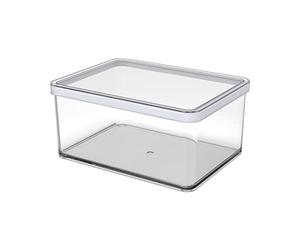 Rotho Loft Scatola Rettangolare con Coperchio e Guarnizione, Plastica (SAN) senza BPA, Trasparente/Bianco, 2.25 L, 20.0 x 15.0 x 9.6 cm