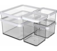 Rotho Loft Set di 5 barattoli di latta LOFT, plastica, bianco/trasparente (26,0 x 21,0 x 15,5 cm)