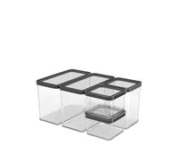 Rotho Loft - Set di 5 contenitori in plastica (PP), senza BPA, trasparenti, (32,3 x 22,3 x 16,6 cm)