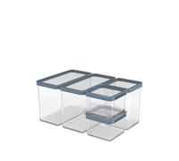 Rotho Loft - Set di 5 contenitori in plastica (PP), senza BPA, trasparenti | Barattoli trasparenti da cucina per pasta e caffè, lavabili in lavastoviglie, con dimensioni da 0,5 l, 1,0 l e 2,1 l