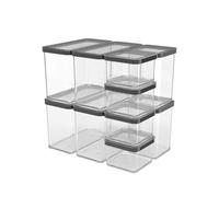Rotho Loft - Set di contenitori in latta, 10 pezzi, in plastica (PP), senza BPA, colore nero, (32,3 x 22,3 x 32,4 cm)