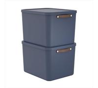Rotho Maloja - Set di 2 contenitori da 55 l, con coperchio, 53,5 x 40 x 34 cm (lunghezza x larghezza x altezza)