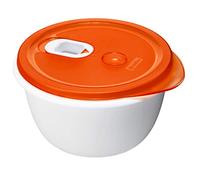 Rotho Micro Clever Vaschetta per Microonde con Coperchio e Valvola, Plastica (PP) senza BPA, Rosso/Bianco, 1.6 L, 19.0 x 19.0 x 10.5 cm