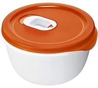 Rotho Micro Clever Vaschetta per Microonde da 0.85 L con Coperchio e Valvola, Plastica (PP) senza BPA, Rosso/Bianco, 16.0 x 16.0 x 8.5 cm