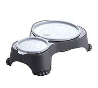 Rotho MyPet Sally Doppia Ciotola di Alimentazione con Coperchio, Plastica (PP) senza BPA, Grigio (Antracite), 1 L + 0.28 L, 32.0 x 23.7 x 7.0 cm