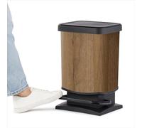 Rotho Paso Cestino 20l con coperchio, Plastica (PP) senza BPA, Legno, 20l (29.3 x 26.6 x 45.7 cm)