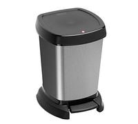 Rotho Paso Cestino per il Bagno con Coperchio, Plastica (PP) senza BPA, Grigio (Carbonio Metallico), 6 L, 23.4 x 21.9 x 29.2 cm