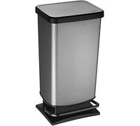 Rotho Paso Pattumiera 40l con Pedale e Coperchio, Plastica PP senza BPA, carbonio, 35.3 x 29.5 x 67.6 cm