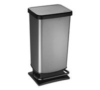 Rotho Paso Pattumiera 40l con Pedale e Coperchio, Plastica PP senza BPA, Grigio (Carbonio), 35.3 x 29.5 x 67.6 cm