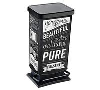 Rotho Paso Pattumiera 40l con pedale e coperchio, Plastica PP senza BPA, Nero(Hipster), 40l 35.3 x 29.5 x 67.6 cm