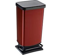 Rotho Paso Pattumiera 40l con Pedale e Coperchio, Plastica PP senza BPA, Rosso, 35.3 x 29.5 x 67.6 cm