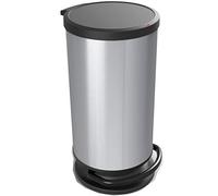 Rotho Paso Pattumiera con Coperchio, Plastica (PP) senza BPA, Argento (Metallico), 30 L, 35.7 x 30.2 x 59.2 cm