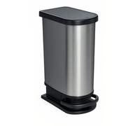 Rotho Paso Pattumiera con Pedale e Coperchio, Plastica (PP) senza BPA, Grigio (Carbonio Metallico), 50 L, 44.0 x 29.0 x 67.0 cm