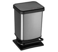 Rotho Paso Portarifiuti 20l con pedale e coperchio, Plastica PP senza BPA, Grigio Carbonio, 20 l 29.3 x 26.6 x 45.7 cm