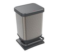Rotho Paso Portarifiuti 20l con pedale e coperchio, Plastica PP senza BPA, Grigio Hexagon, 20 l 29.3 x 26.6 x 45.7 cm