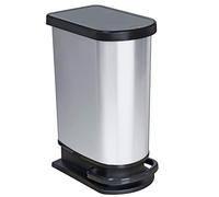Rotho Paso Portarifiuti con Coperchio, Plastica (PP) senza BPA, Argento (Metallico), 50 L, 44.0 x 29.0 x 67.0 cm