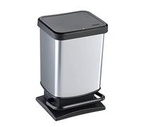Pattumiera a pedale Paso - 29x27x46 cm - 20 L - PPL metallizzato - neroargento - Rotho