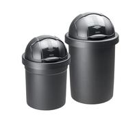 Rotho Roll Bob - Set di 2 bidoni rotondi con coperchio, senza BPA, 10 l e 30 l