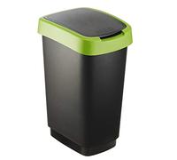 Rotho Salsa Pattumiera da 25 l con coperchio, in plastica (PP) senza BPA, verde, 25 l (33,3 x 25,2 x 47,6 cm)