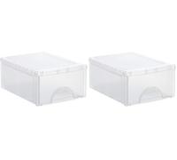 Rotho Scatola frontale piccola cassettiera 1 spinta, plastica (PP) senza BPA, trasparente, piccola (35 x 26 x 14 cm), non applicabile (Confezione da 2)