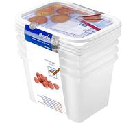 Rotho Set di 4 barattoli per vacanze in ottone da 10 ml con un design inciso sul coperchio, plastica per uso alimentare (PP), senza BPA, B, bianco, 4 x 11 l (15,7 x 11,8 x 10 cm)