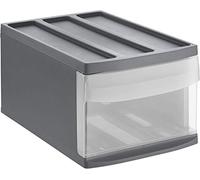 Rotho Systemix Cassettiera 1 Cassetto, Plastica (PP) senza BPA, Grigio (Antracite)/Trasparente, M, 39.5 x 25.5 x 20.3 cm