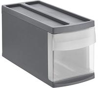 Rotho Systemix Cassettiera 1 Cassetto, Plastica (PP) senza BPA, Grigio (Antracite)/Trasparente, S, 39.5 x 17.0 x 20.3 cm