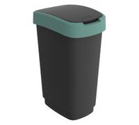 Pattumiera 50LT in PPL Nero/verde scuro coperchio basculante Rotho