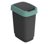 Rotho Twist Cestino per rifiuti con coperchio Pattumiera per la raccolta differenziata dei rifiuti senza BPA (Nero/Verde scuro)