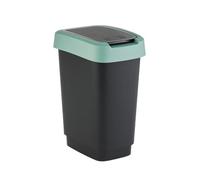 Rotho Twist Pattumiera Cestino per rifiuti con coperchio per la raccolta differenziata dei rifiuti, per il riciclaggio dei rifiuti, senza BPA (25l, Nero/Verde scuro)