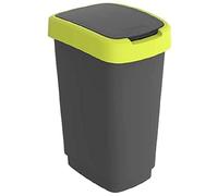 Rotho Twist - Pattumiera con coperchio, 25 l, in plastica, giallo/nero
