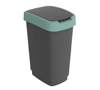 Rotho Twist - Pattumiera con coperchio, 25 l, in plastica, turchese/antracite