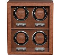 ROTHWELL 4 Watch Winder per orologi automatici con motore silenzioso con velocità multiple e impostazioni di rotazione (Marrone chiaro/marrone)