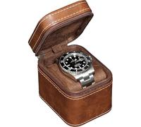 ROTHWELL Astuccio Singolo da Viaggio per Orologio | Scatola Protettiva Compatta in Pelle PU con Interno in Microsuede | Adatta per Orologi e Smartwatch fino a 55mm (Marrone/Camoscio)