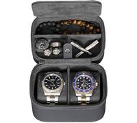 ROTHWELL Custodia da viaggio per 2 orologi, per uomini e donne, resistente protezione portatile con cerniera, adatta a tutti gli orologi da polso e smart watch fino a 50 mm (carbonio)