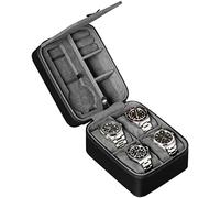 ROTHWELL Custodia da viaggio per 5 orologi, custodia organizer per 5 orologi, protezione portatile resistente con cerniera, adatta a tutti gli orologi da polso e orologi intelligenti fino a 50 mm