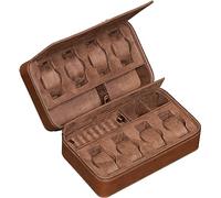 ROTHWELL Custodia da viaggio per 8 orologi, per 8 orologi, occhiali da sole, anelli e gemelli, resistente protezione portatile con cerniera, si adatta alla maggior parte degli orologi da polso e