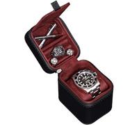 ROTHWELL Custodia da viaggio per orologio singolo con coperchio per accessori (nero/rosso)