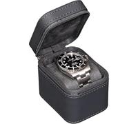 ROTHWELL Custodia da viaggio per orologio singolo, custodia protettiva compatta in pelle PU con interno in microsuede | adatta per orologi e smartwatch fino a 55 mm (carbonio)