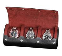 ROTHWELL Custodia da viaggio porta orologi per 3 orologi | Robusta protezione portatile, adatta a tutti gli orologi da polso e smartwatch fino a 50 mm (nero/rosso)