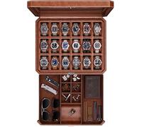 ROTHWELL Scatola per 18 orologi con cassetto per accessori (marrone chiaro/marrone)
